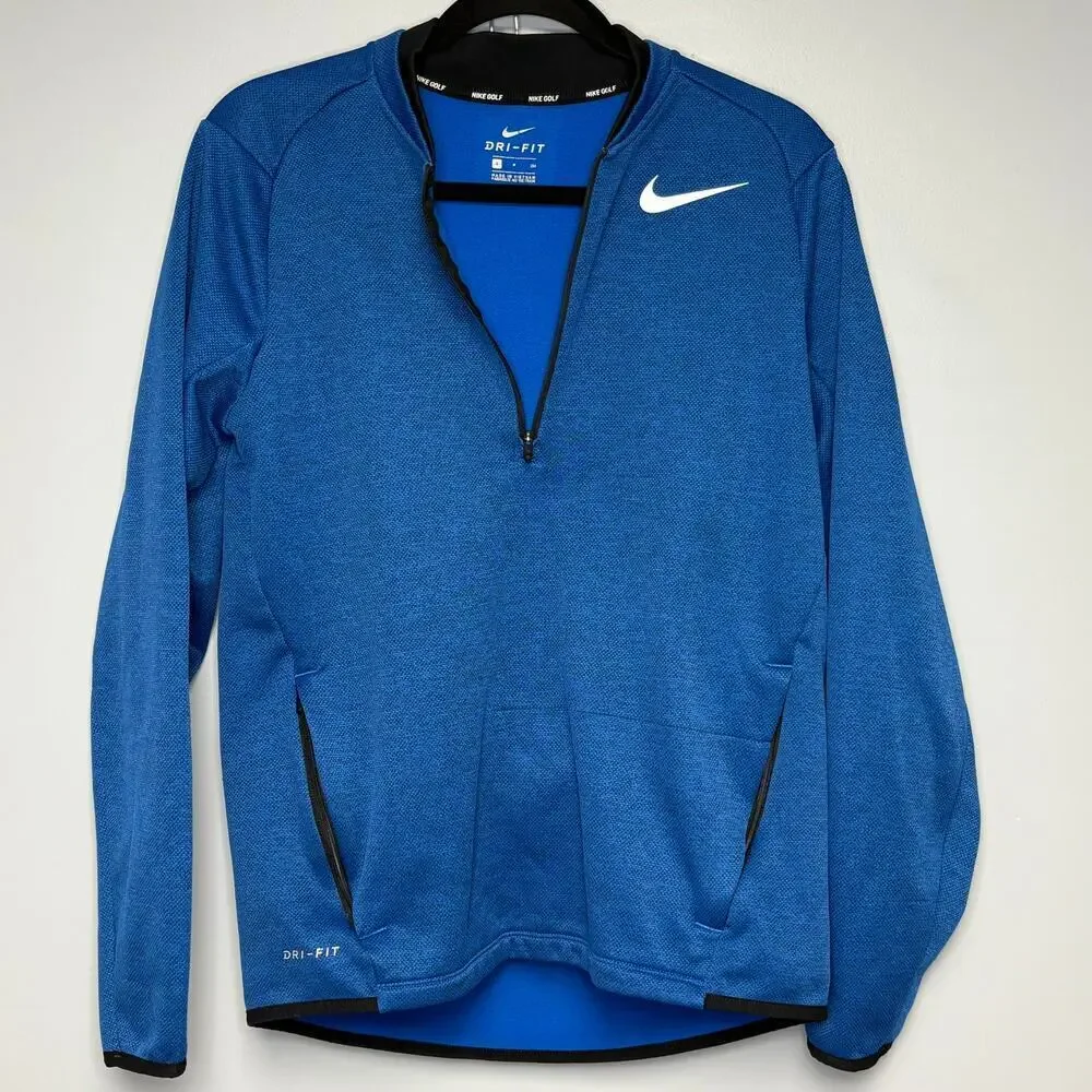 Nike Golf Outdoor‎ Sports Dri-Fit 1/4 Zip Blue Fleece Pullover Mens Sz S